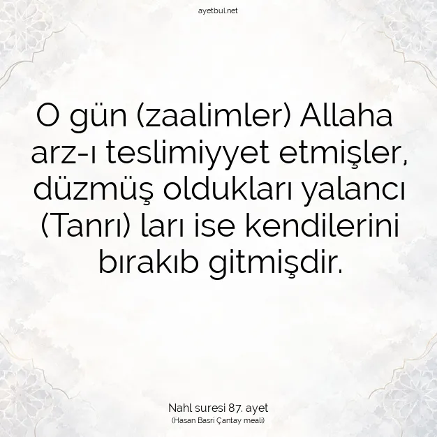 Ayetbul | Kuran Mealleri | Quran | Nahl suresi 87. ayet