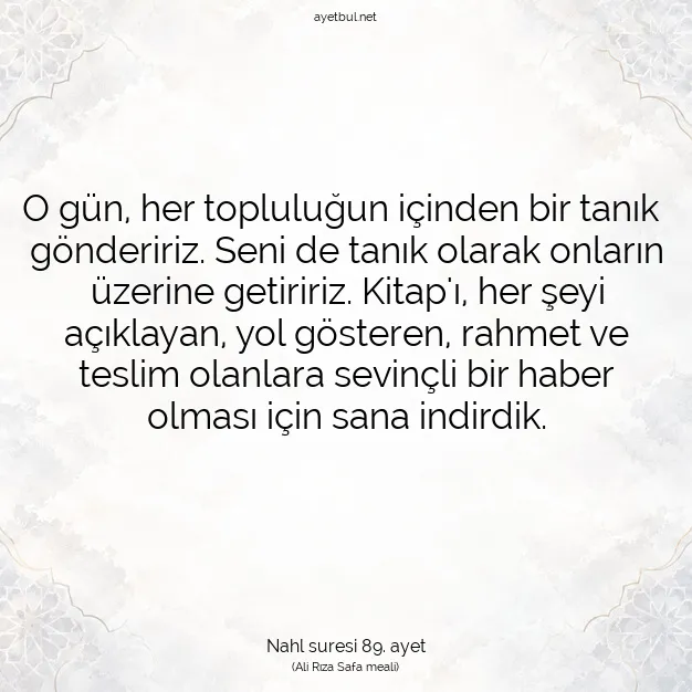 Ayetbul | Kuran Mealleri | Quran | Nahl suresi 89. ayet