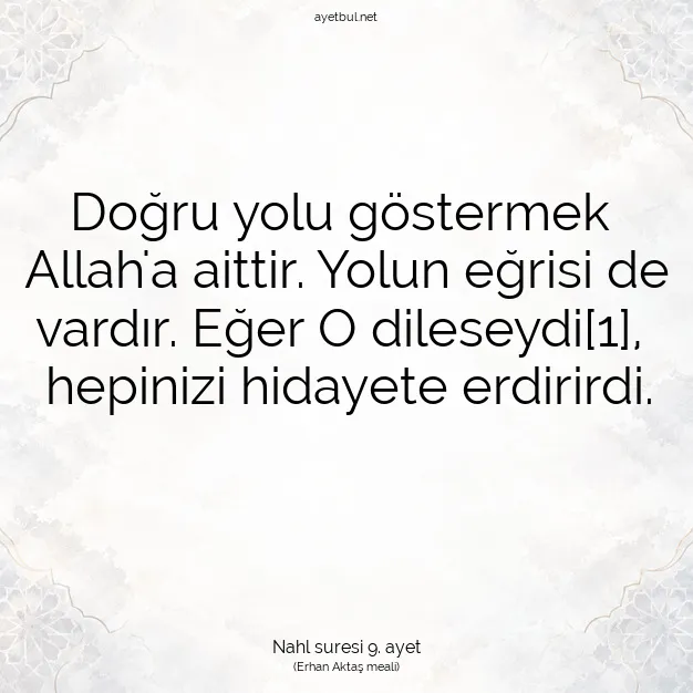Ayetbul | Kuran Mealleri | Quran | Nahl suresi 9. ayet