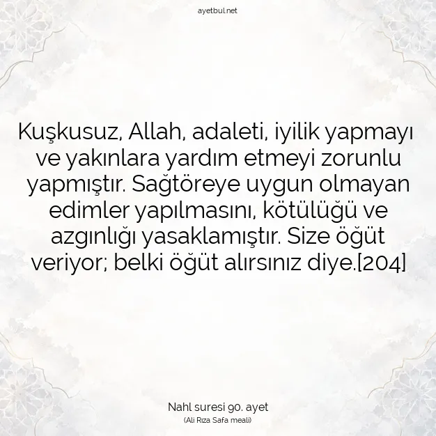 Ayetbul | Kuran Mealleri | Quran | Nahl suresi 90. ayet