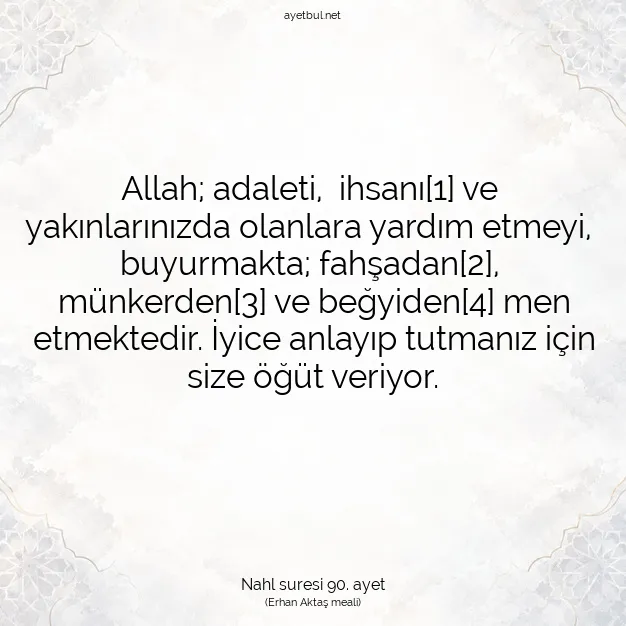 Ayetbul | Kuran Mealleri | Quran | Nahl suresi 90. ayet