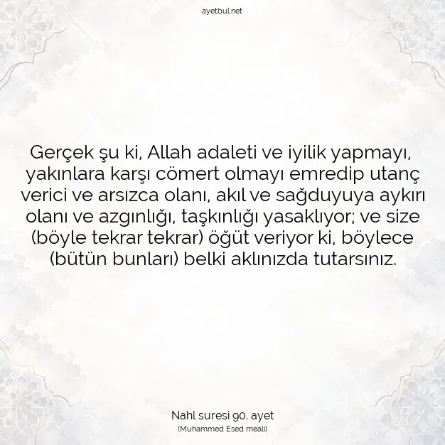 Ayetbul | Kuran Mealleri | Quran | Nahl suresi 90. ayet