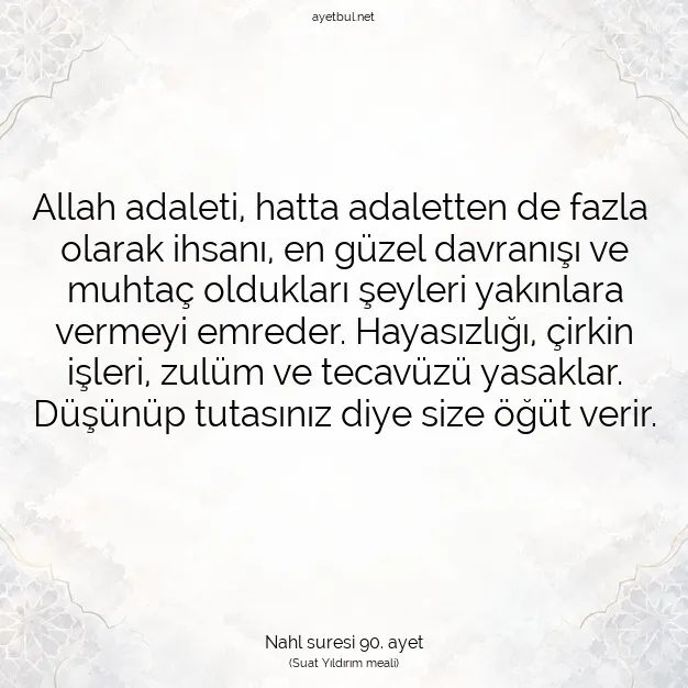 Ayetbul | Kuran Mealleri | Quran | Nahl suresi 90. ayet
