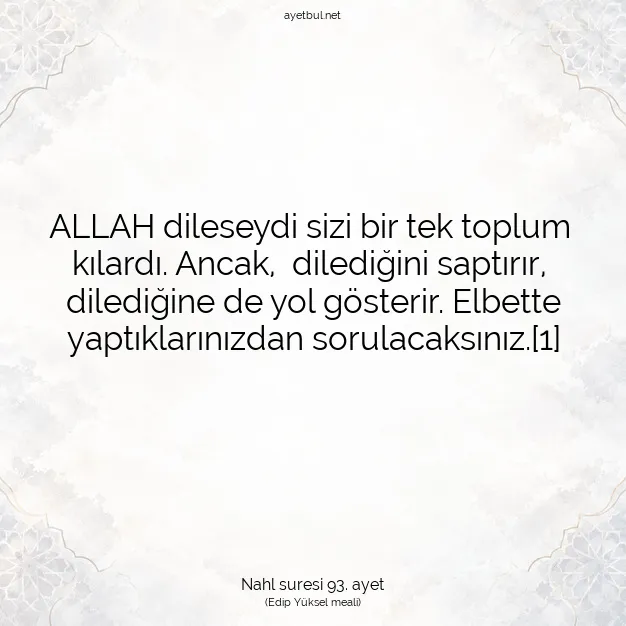 Ayetbul | Kuran Mealleri | Quran | Nahl suresi 93. ayet