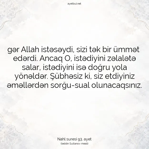 Ayetbul | Kuran Mealleri | Quran | Nahl suresi 93. ayet