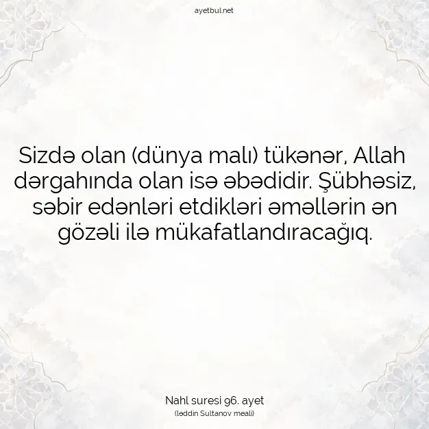 Ayetbul | Kuran Mealleri | Quran | Nahl suresi 96. ayet