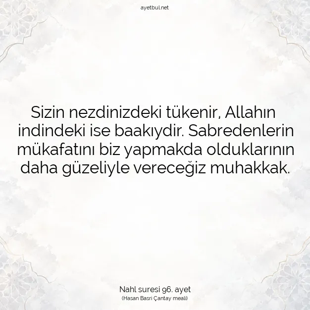 Ayetbul | Kuran Mealleri | Quran | Nahl suresi 96. ayet