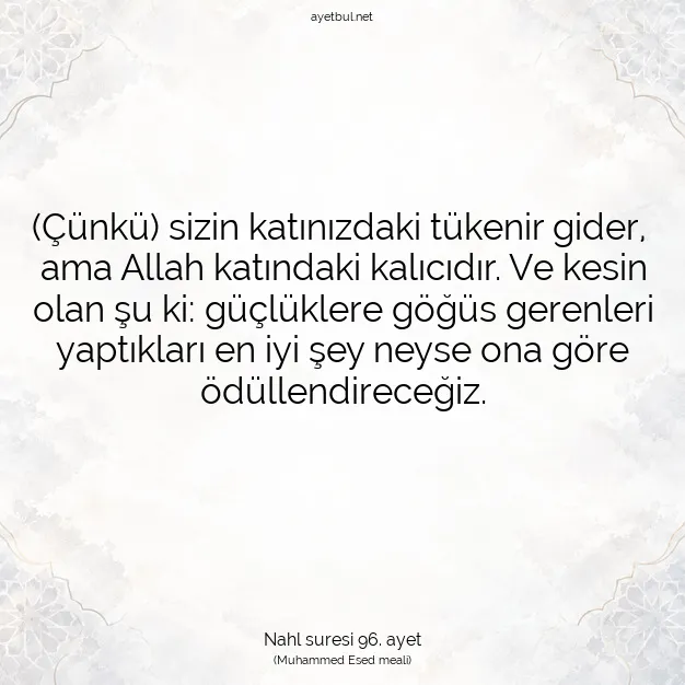 Ayetbul | Kuran Mealleri | Quran | Nahl suresi 96. ayet