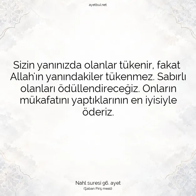 Ayetbul | Kuran Mealleri | Quran | Nahl suresi 96. ayet