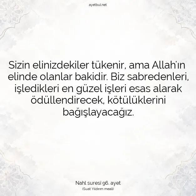 Ayetbul | Kuran Mealleri | Quran | Nahl suresi 96. ayet