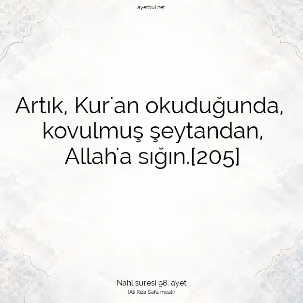 Ayetbul | Kuran Mealleri | Quran | Nahl suresi 98. ayet