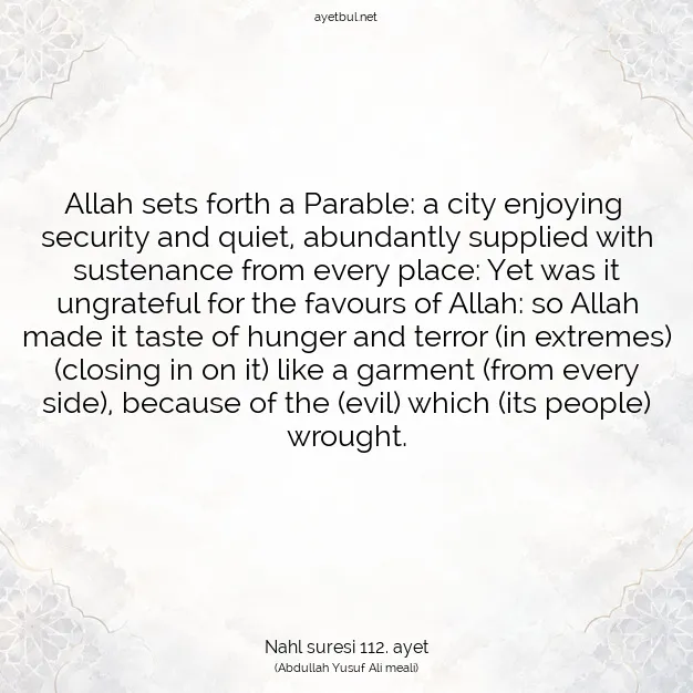 Ayetbul | Kuran Mealleri | Quran | Nahl suresi 112. ayet