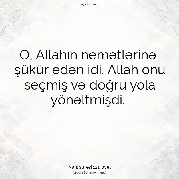Ayetbul | Kuran Mealleri | Quran | Nahl suresi 121. ayet