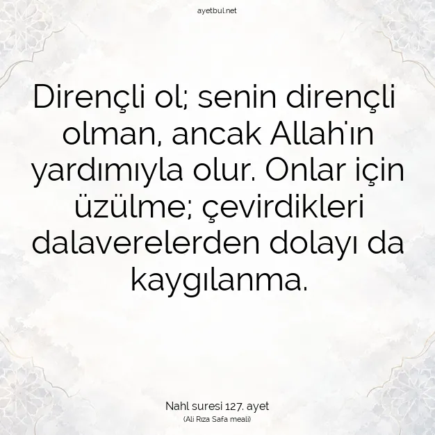 Ayetbul | Kuran Mealleri | Quran | Nahl suresi 127. ayet