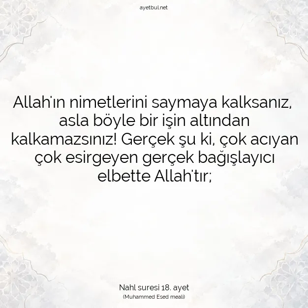 Ayetbul | Kuran Mealleri | Quran | Nahl suresi 18. ayet