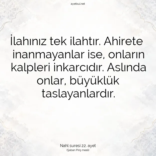 Ayetbul | Kuran Mealleri | Quran | Nahl suresi 22. ayet