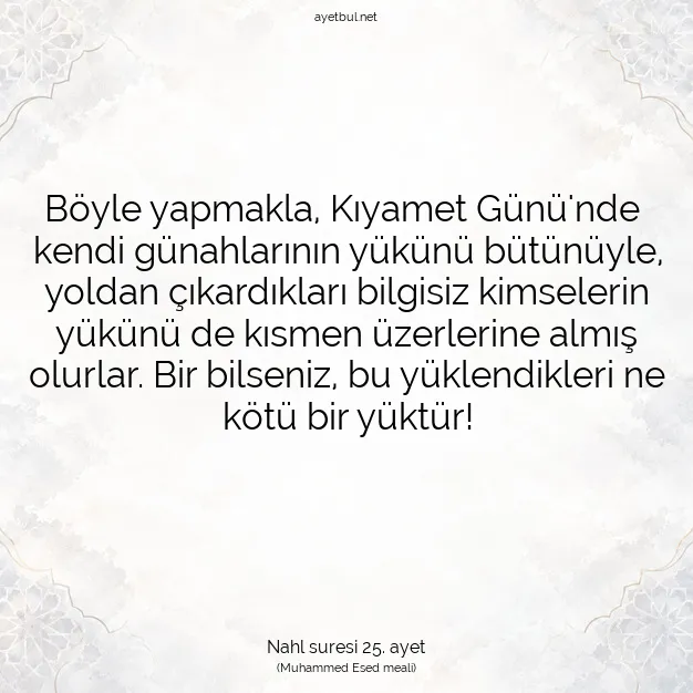 Ayetbul | Kuran Mealleri | Quran | Nahl suresi 25. ayet
