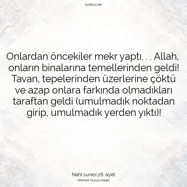 Ayetbul | Kuran Mealleri | Quran | Nahl suresi 26. ayet
