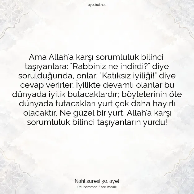 Ayetbul | Kuran Mealleri | Quran | Nahl suresi 30. ayet
