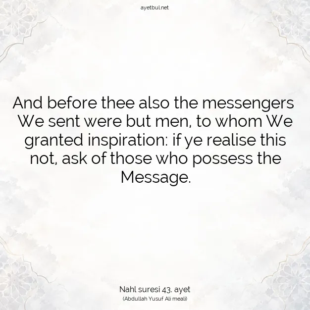 Ayetbul | Kuran Mealleri | Quran | Nahl suresi 43. ayet