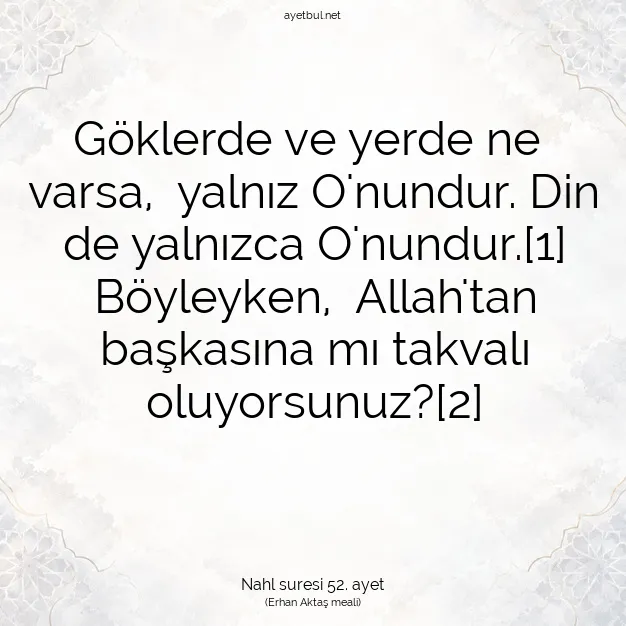 Ayetbul | Kuran Mealleri | Quran | Nahl suresi 52. ayet