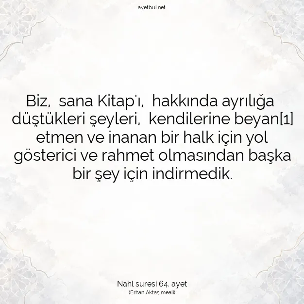 Ayetbul | Kuran Mealleri | Quran | Nahl suresi 64. ayet