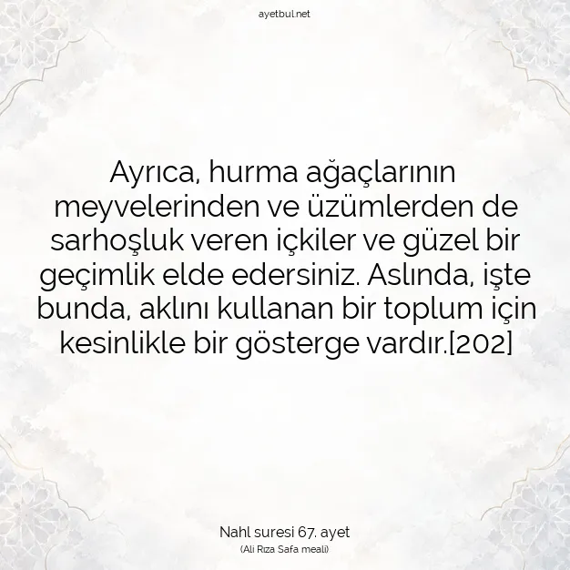Ayetbul | Kuran Mealleri | Quran | Nahl suresi 67. ayet