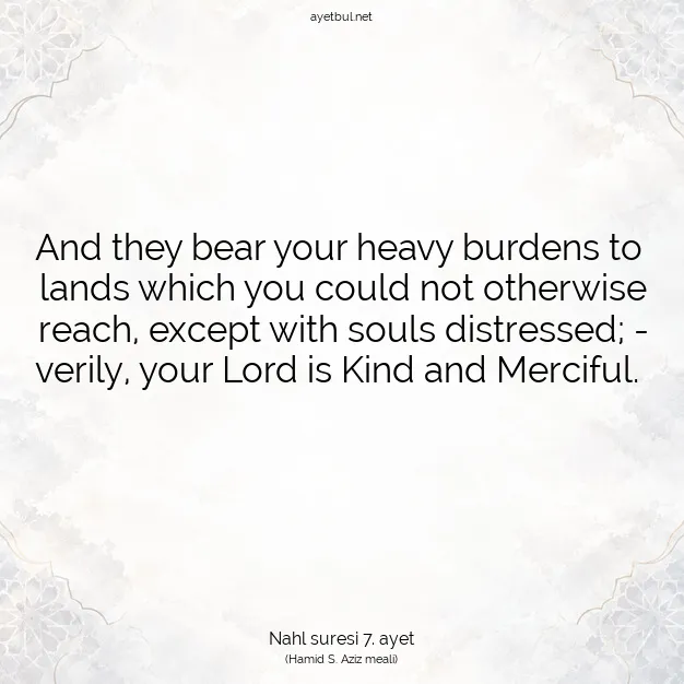 Ayetbul | Kuran Mealleri | Quran | Nahl suresi 7. ayet