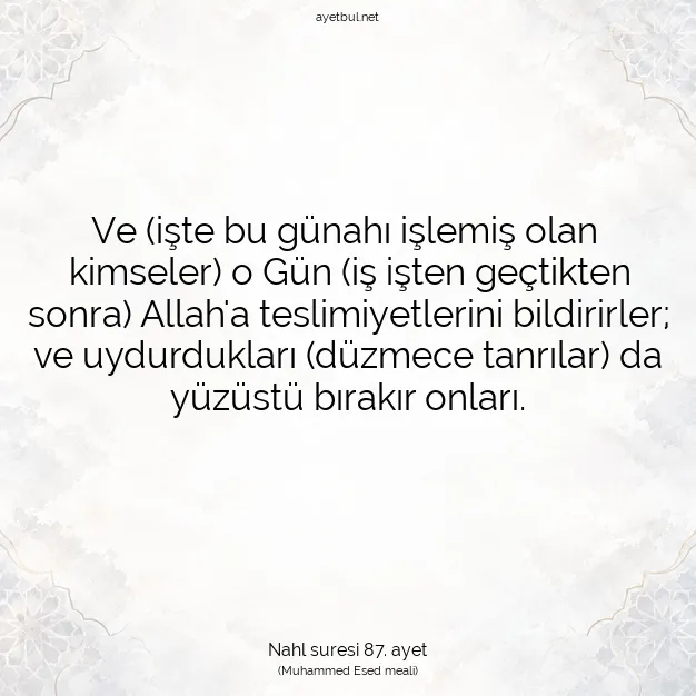Ayetbul | Kuran Mealleri | Quran | Nahl suresi 87. ayet
