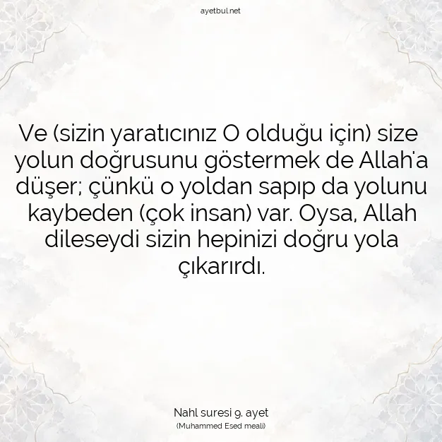 Ayetbul | Kuran Mealleri | Quran | Nahl suresi 9. ayet