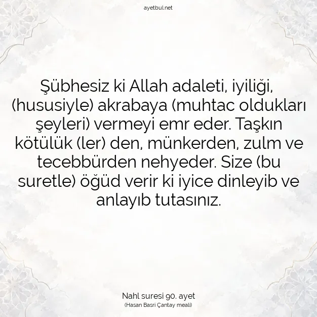 Ayetbul | Kuran Mealleri | Quran | Nahl suresi 90. ayet