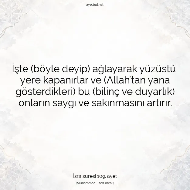 Ayetbul | Kuran Mealleri | Quran | İsra suresi 109. ayet