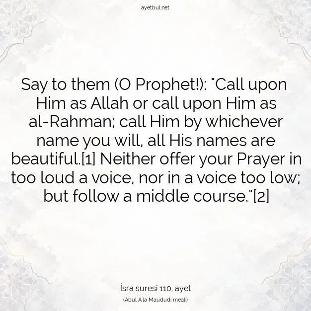 Ayetbul | Kuran Mealleri | Quran | İsra suresi 110. ayet