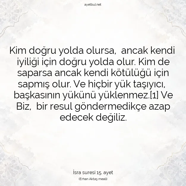 Ayetbul | Kuran Mealleri | Quran | İsra suresi 15. ayet