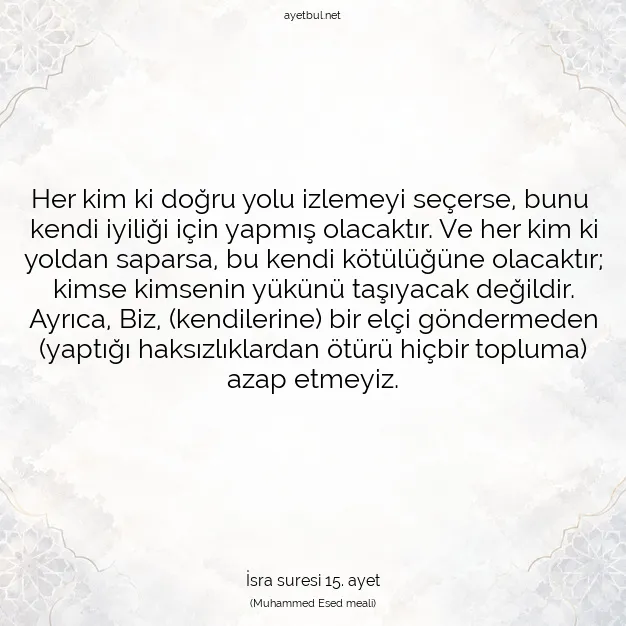Ayetbul | Kuran Mealleri | Quran | İsra suresi 15. ayet