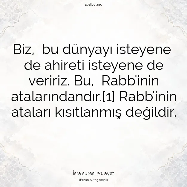 Ayetbul | Kuran Mealleri | Quran | İsra suresi 20. ayet
