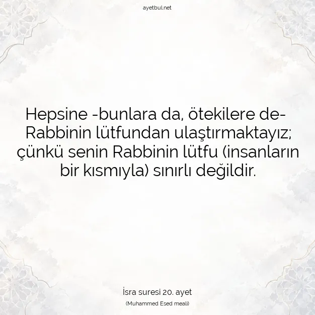 Ayetbul | Kuran Mealleri | Quran | İsra suresi 20. ayet