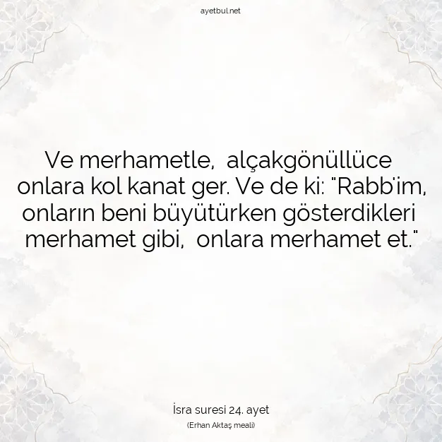 Ayetbul | Kuran Mealleri | Quran | İsra suresi 24. ayet