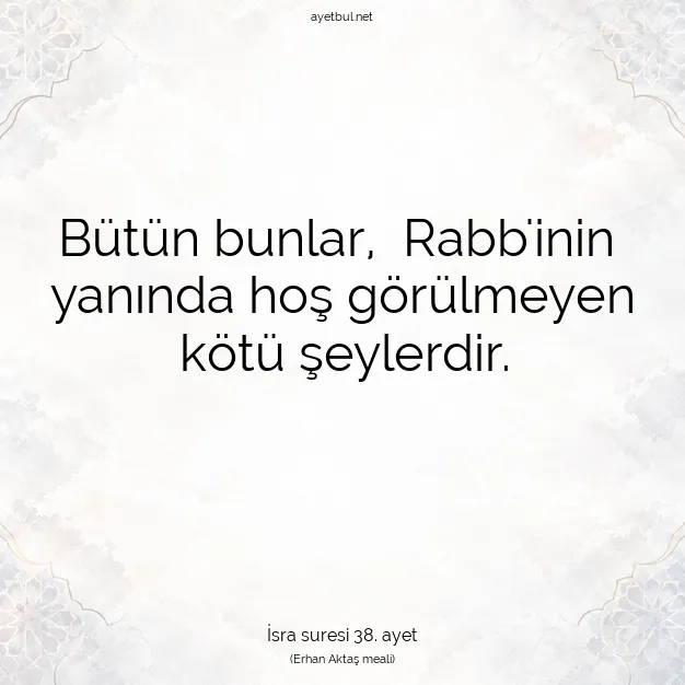 Ayetbul | Kuran Mealleri | Quran | İsra suresi 38. ayet