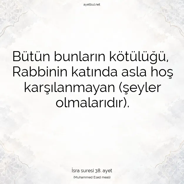 Ayetbul | Kuran Mealleri | Quran | İsra suresi 38. ayet
