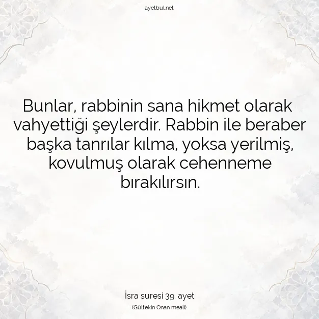 Ayetbul | Kuran Mealleri | Quran | İsra suresi 39. ayet