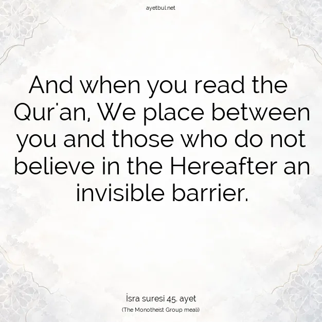 Ayetbul | Kuran Mealleri | Quran | İsra suresi 45. ayet