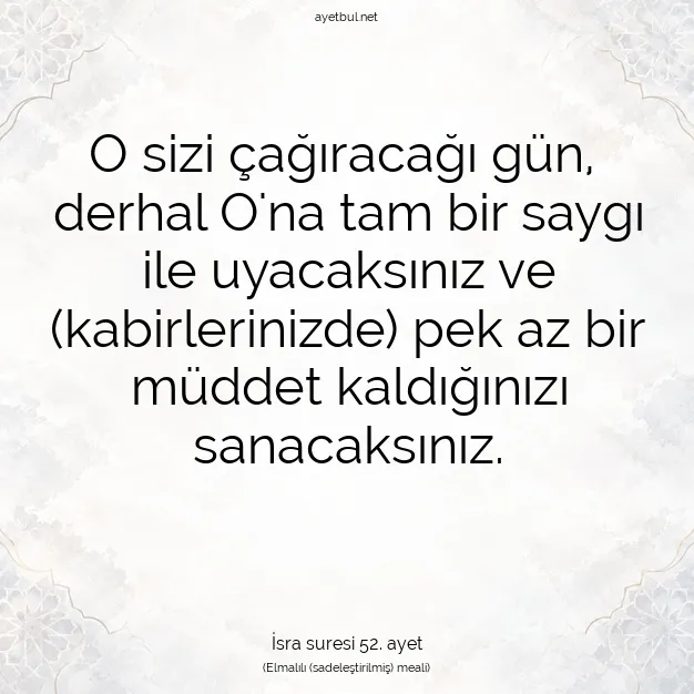 Ayetbul | Kuran Mealleri | Quran | İsra suresi 52. ayet
