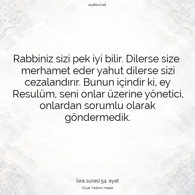 Ayetbul | Kuran Mealleri | Quran | İsra suresi 54. ayet