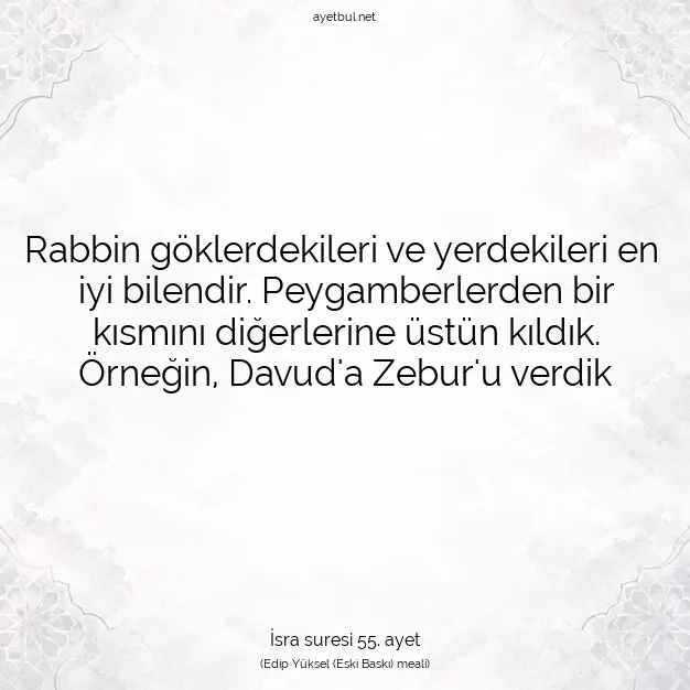Ayetbul | Kuran Mealleri | Quran | İsra suresi 55. ayet
