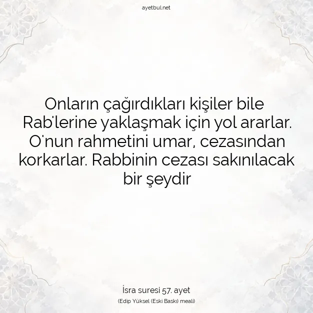 Ayetbul | Kuran Mealleri | Quran | İsra suresi 57. ayet