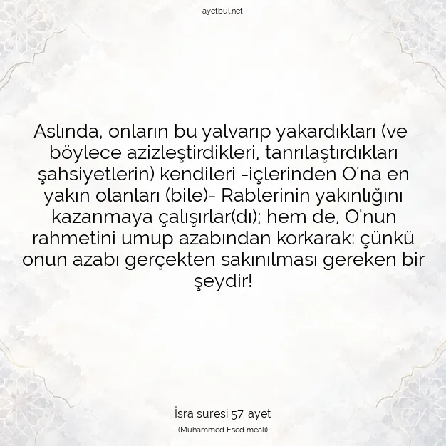 Ayetbul | Kuran Mealleri | Quran | İsra suresi 57. ayet