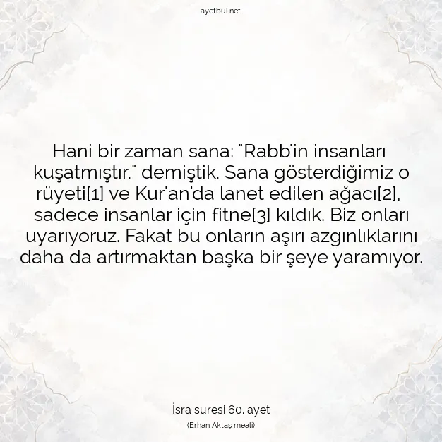 Ayetbul | Kuran Mealleri | Quran | İsra suresi 60. ayet