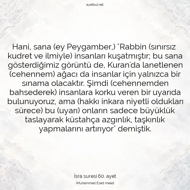 Ayetbul | Kuran Mealleri | Quran | İsra suresi 60. ayet