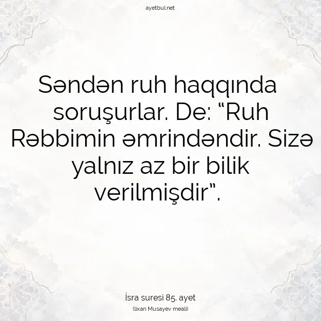 Ayetbul | Kuran Mealleri | Quran | İsra suresi 85. ayet
